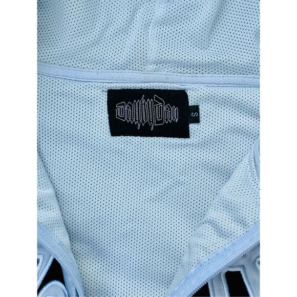 Y2K Black SZ S Irregular Pattern Gothic Punk Full Zip-Up Hoodie Jacket - Picture 4 of 15